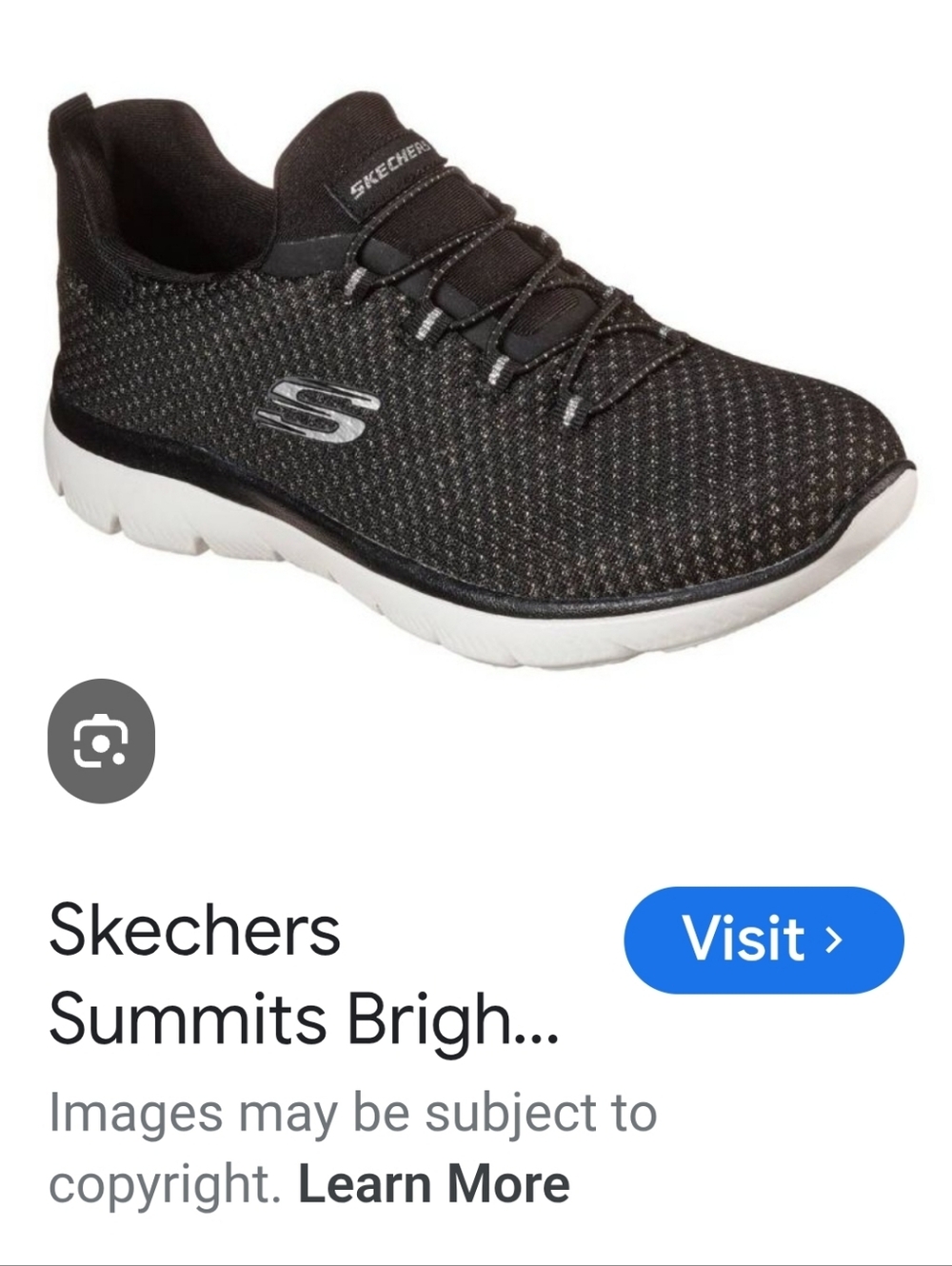 Skechers Black Knit Slip-On Sneakers with White Sole Size 7